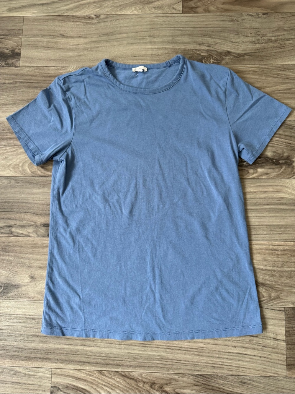 Skin Organic 100% Organic Pima Cotton Crew Neck T-Shirt in Baby Blue Size 0 XS